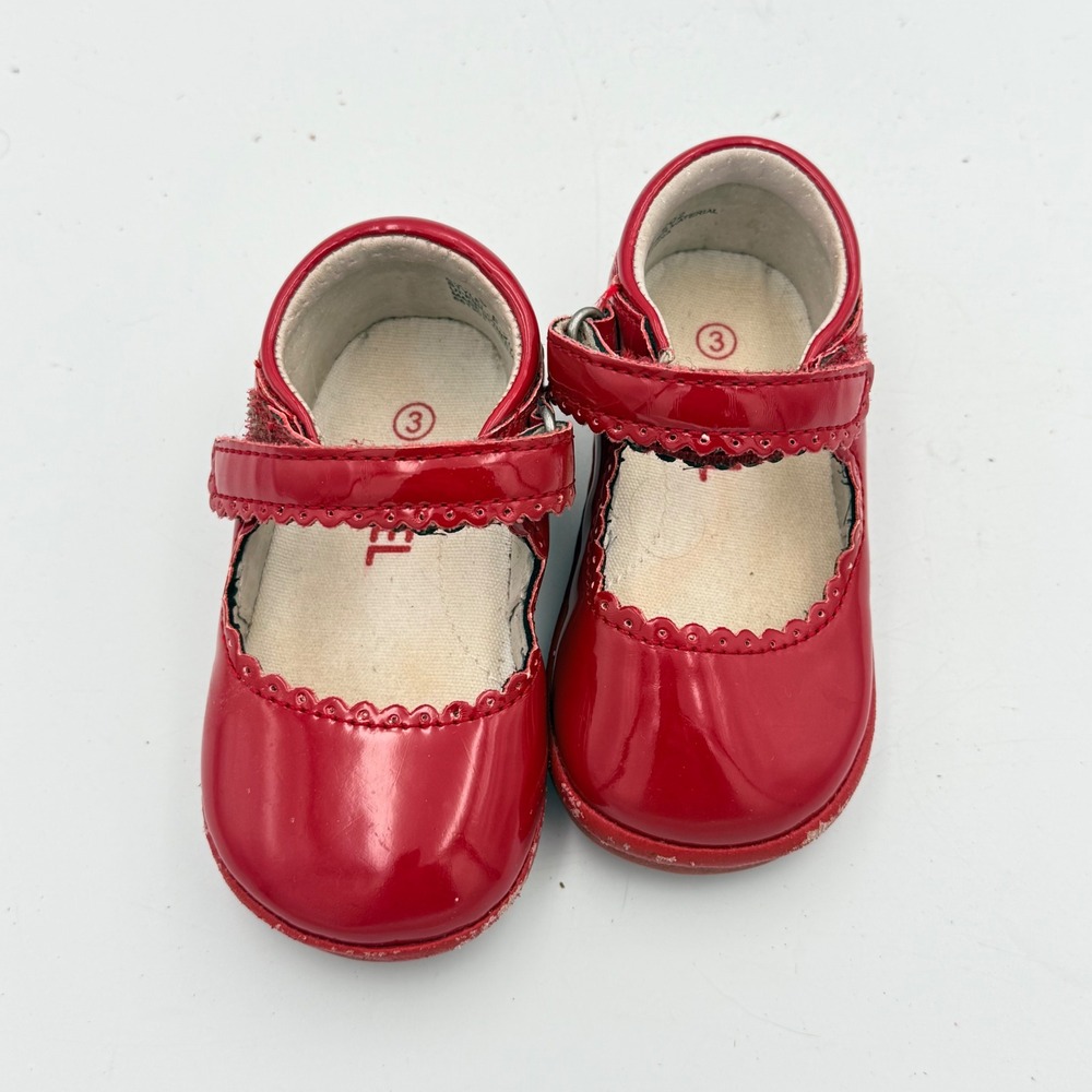 Angel Red Patent Mary Jane Scalloped Trim Dress Shoes F-202 Kids Size 3